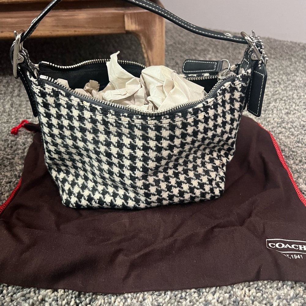 Coach Houndstooth Shoulder Bag in Black and White